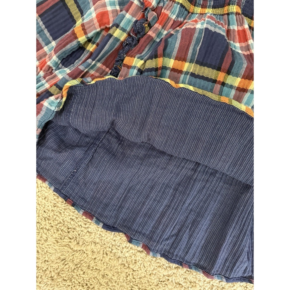 We the FREE PEOPLE New Siena Plaid Pullover TOP Small Babydoll Teal Country $118 - Picture 13 of 16